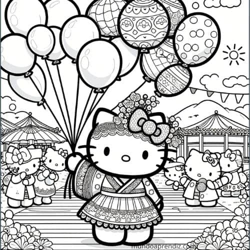 Kitty en un festival de globos