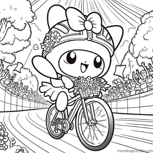 My Melody en una carrera de bicicletas
