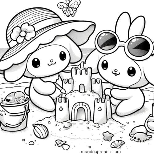 My Melody y Kuromi en la playa