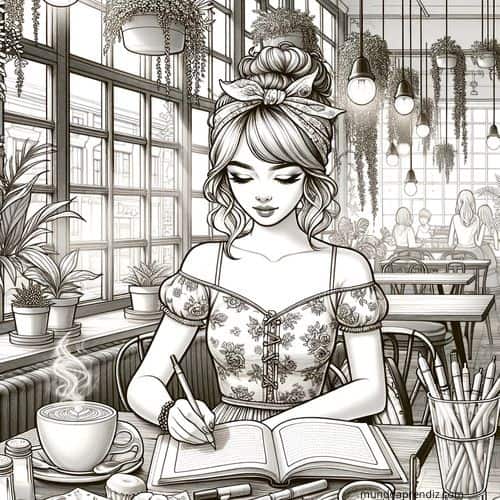Chica Cafetería Retro