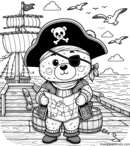 Oso Pirata en un Barco