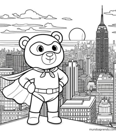 Oso Superhéroe en la Ciudad