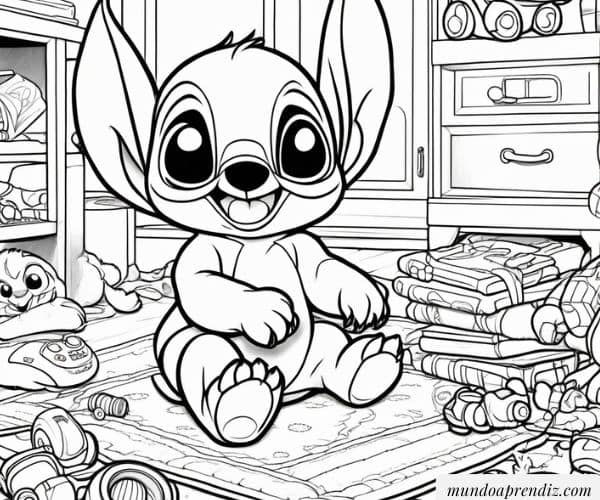 Bebé Stitch en una burbuja