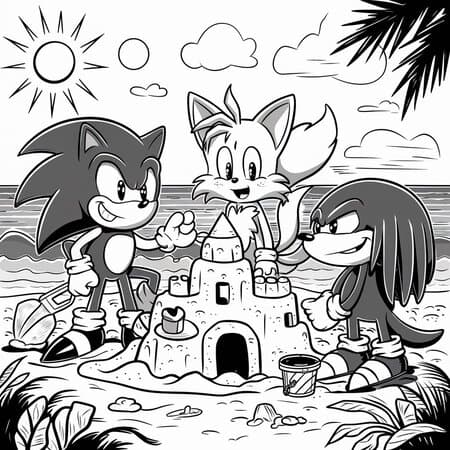 sonic y amigos para colorear