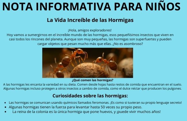 nota informativa para niños