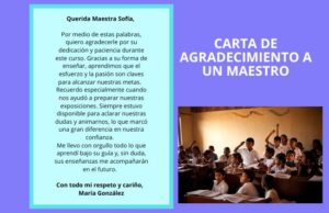 Carta de agradecimiento a un maestro