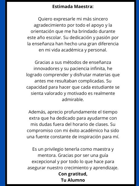 cartas para profesores de agradecimiento