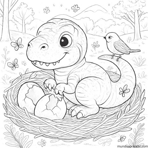 Dibujo de un bebé T. rex para colorear