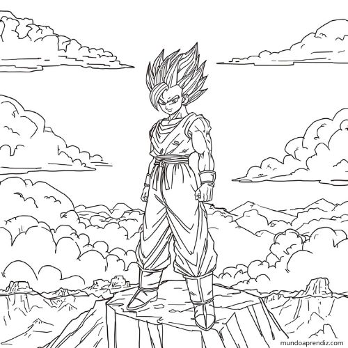 Goku Ultra Instinto entrenando en lo alto