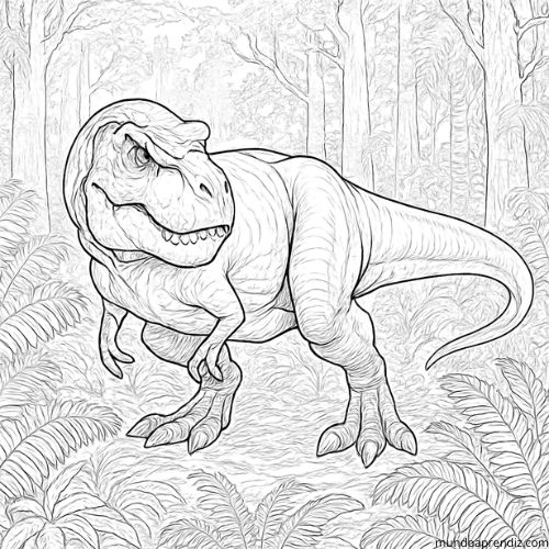 Tiranosaurio rex cazando para colorear