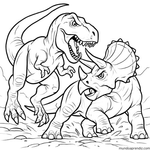 Tiranosaurio rex luchando para colorear