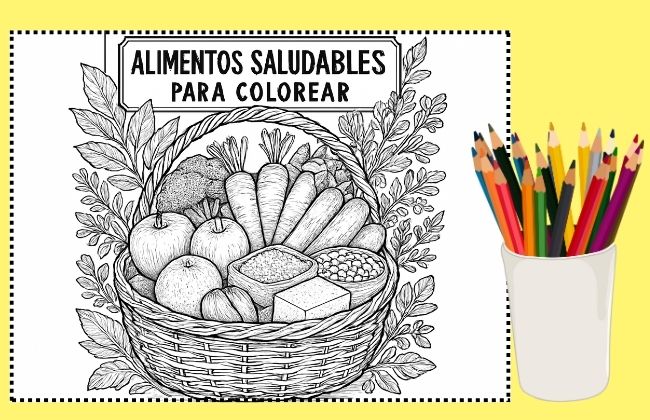 comida saludable para colorear