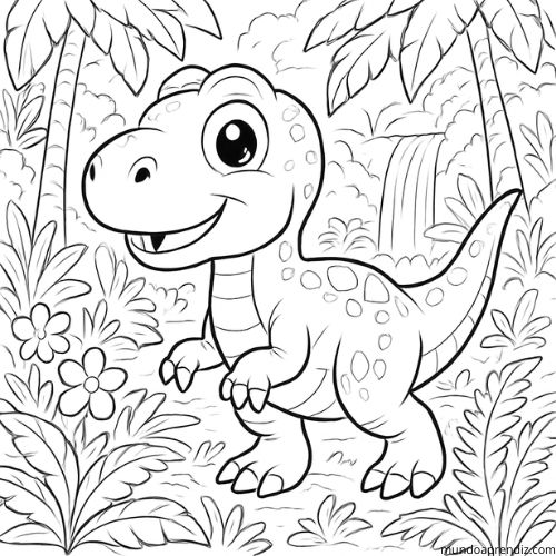 dinosaurio animado estilo caricatura para colorear