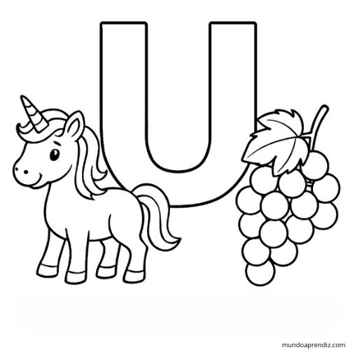 letra U para colorear