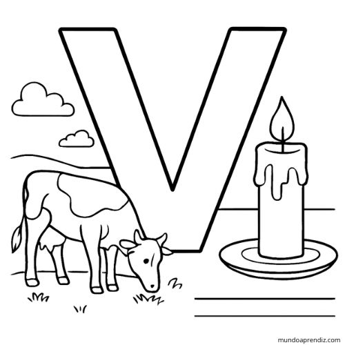 letra V para colorear