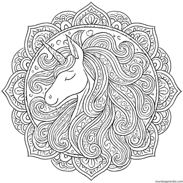 mandala de unicornio con su melena