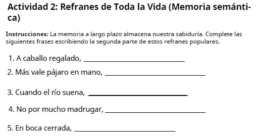 Ejercicios de memoria para mayores 11