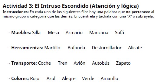 Ejercicios de memoria para mayores 12