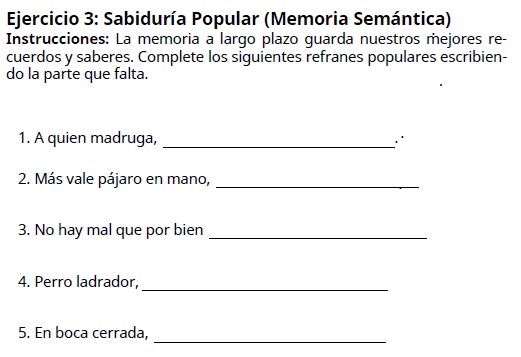 Ejercicios de memoria para mayores 15