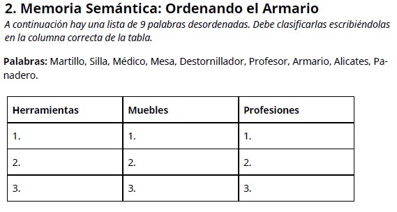 Ejercicios de memoria para mayores 8